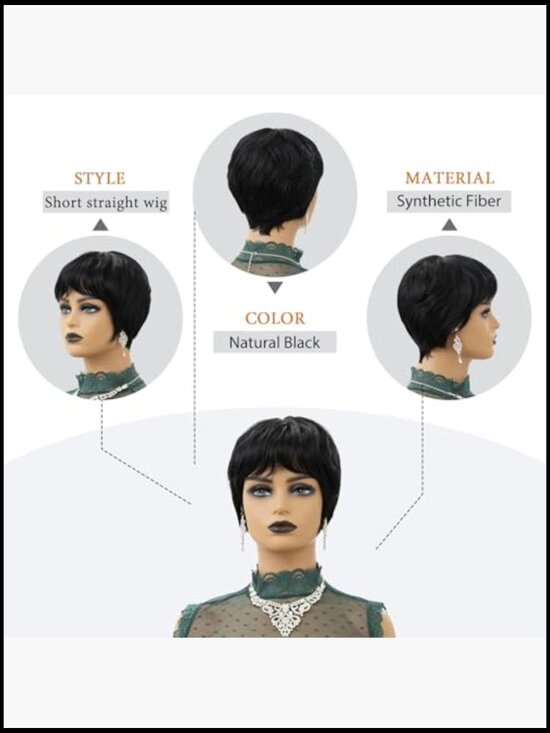 Pixie Cut Short Wig Natural Layered Wavy Synthetic Thermal Fiber Hairpiece main image 5